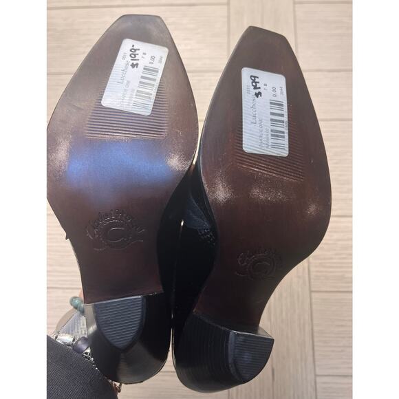 NWB Lucchese women's patent leather croc embossed mule slides w/ 3" heel. Sz 7.5 - Picture 6 of 11